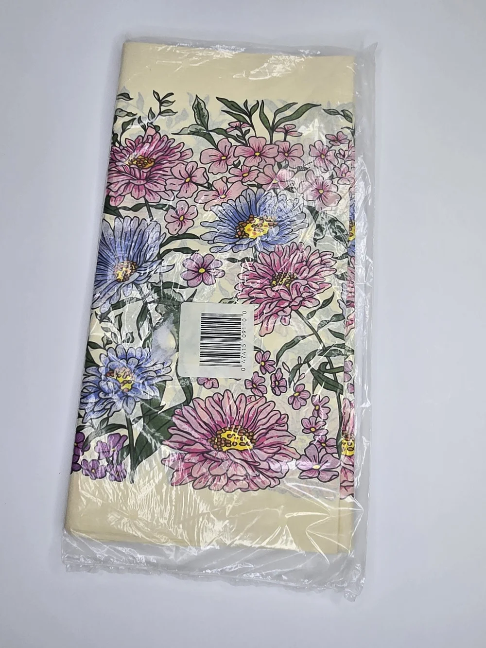 Floral Table Cover - Cream with Pink & Blue Flowers